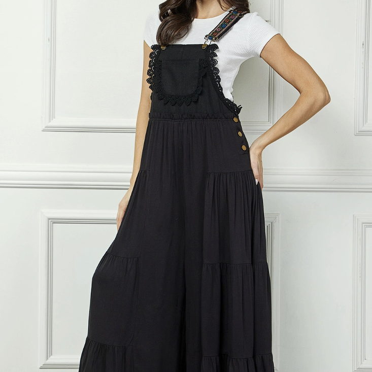 Embroidered Strap Flowy Jumpsuit