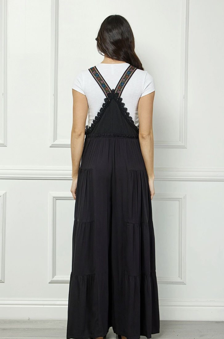 Embroidered Strap Flowy Jumpsuit