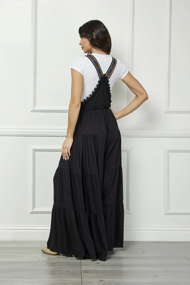Embroidered Strap Flowy Jumpsuit