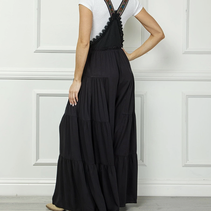 Embroidered Strap Flowy Jumpsuit