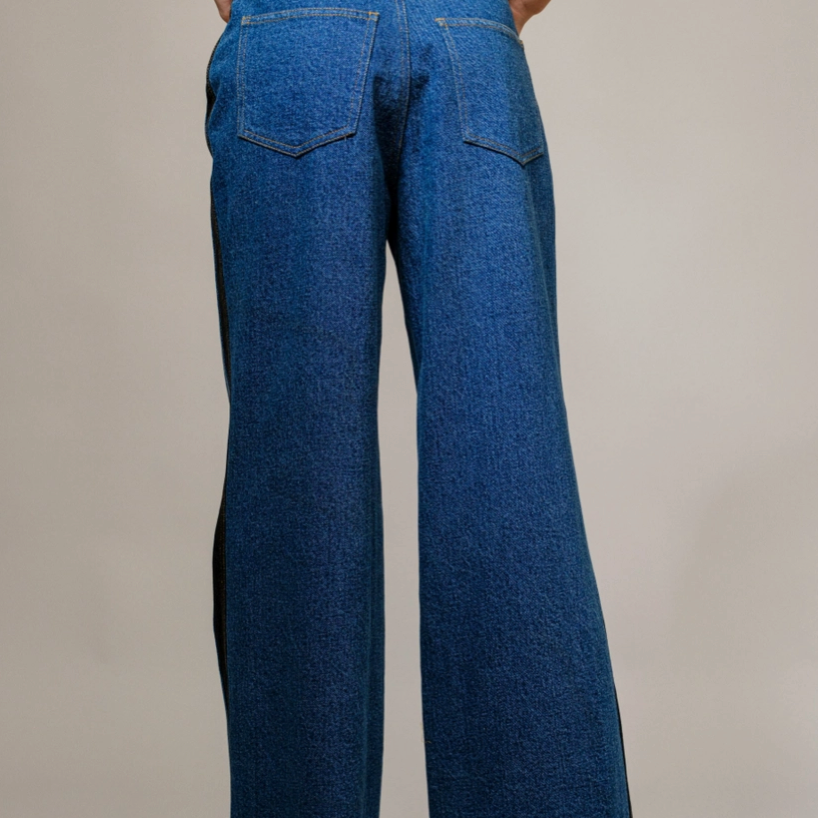 Western Two Tone Wide Denim Jeans