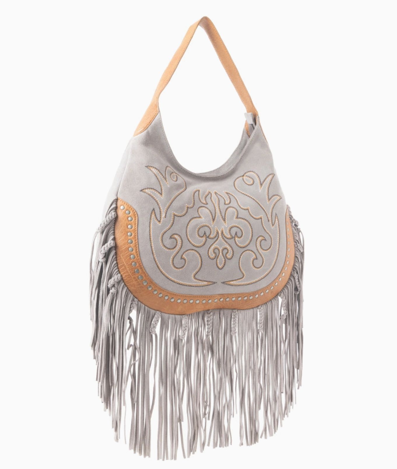 Sage Whisper Fringe Leather Bag - Pearl White