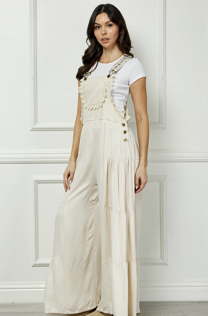 Embroidered Strap Flowy Jumpsuit