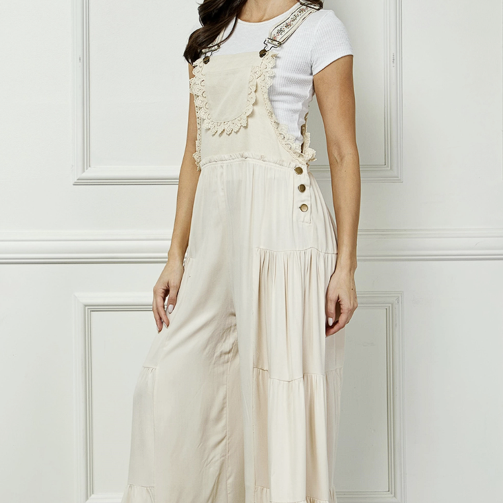 Embroidered Strap Flowy Jumpsuit