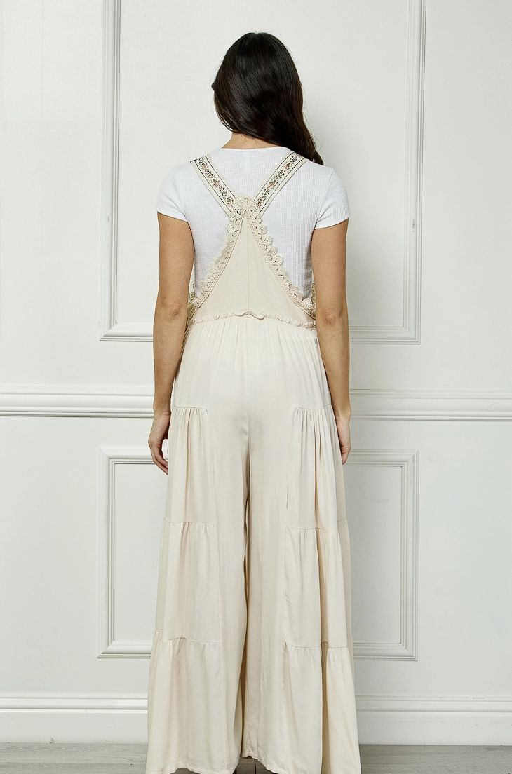 Embroidered Strap Flowy Jumpsuit