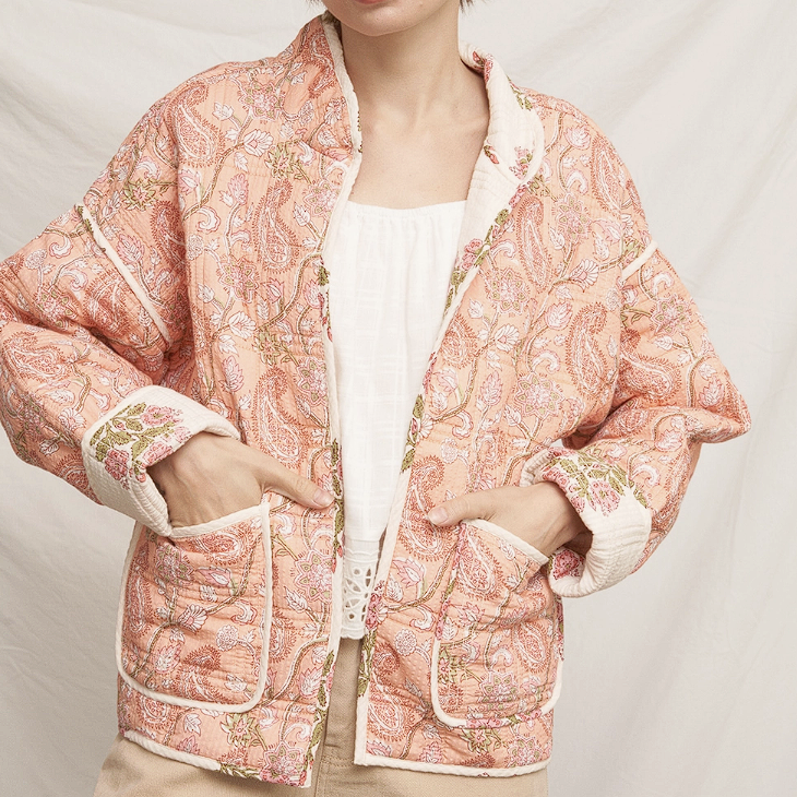 Reversible Quilted Paisley Flower Jacket