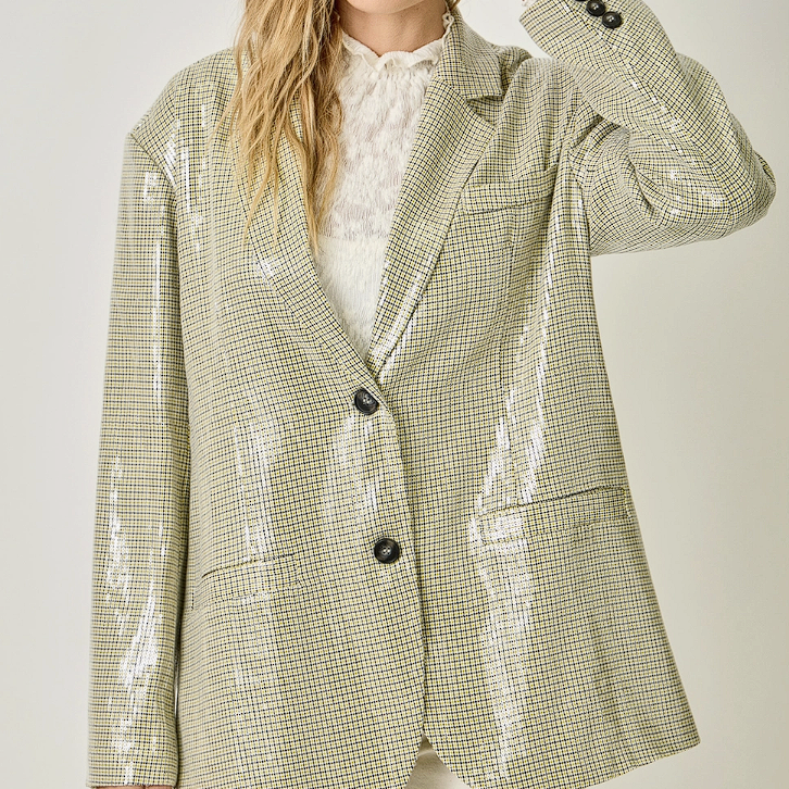 Shiny Oversized Sequin Blazer