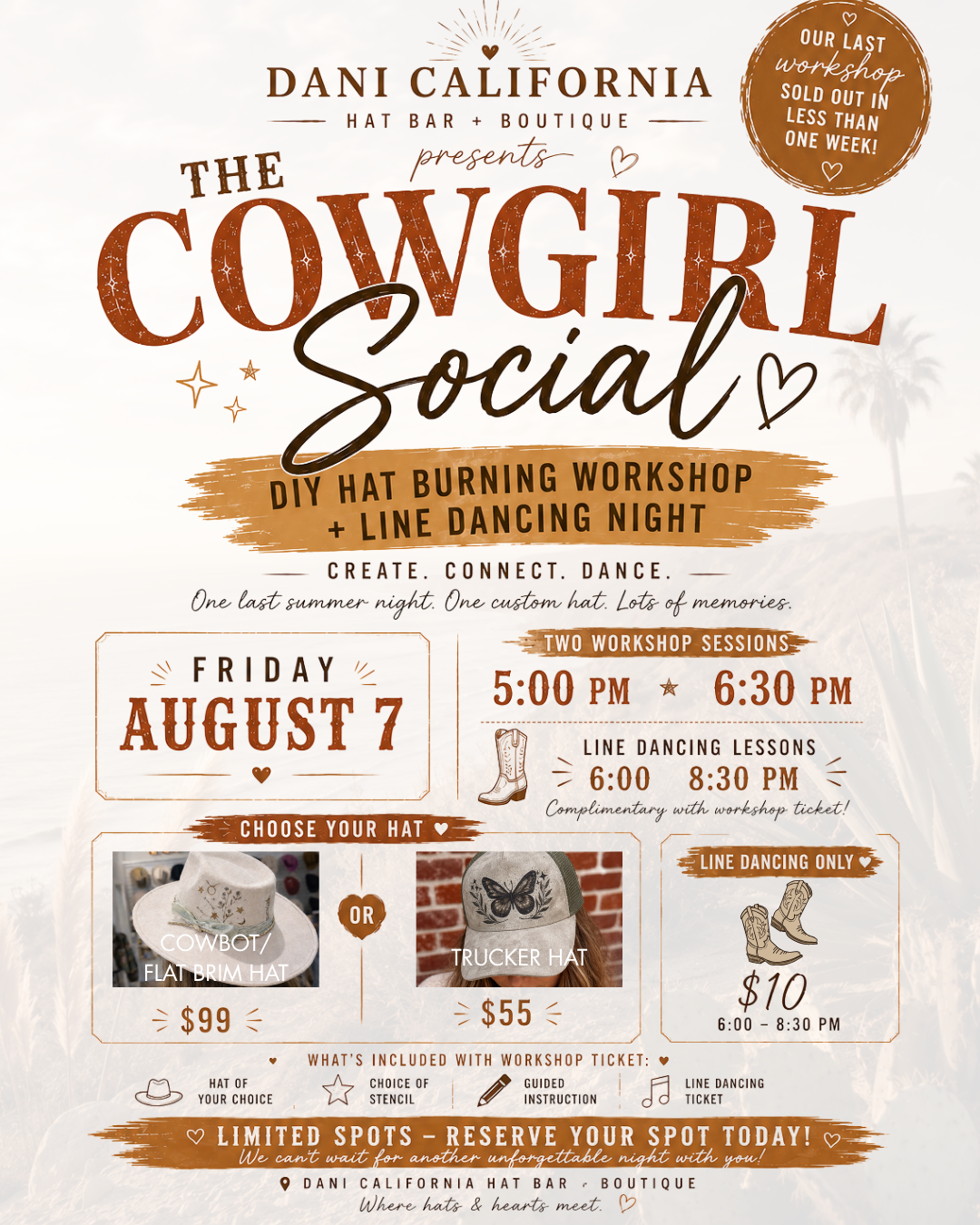 The Cowgirl Social | DIY Hat Burning Workshop + Line Dancing