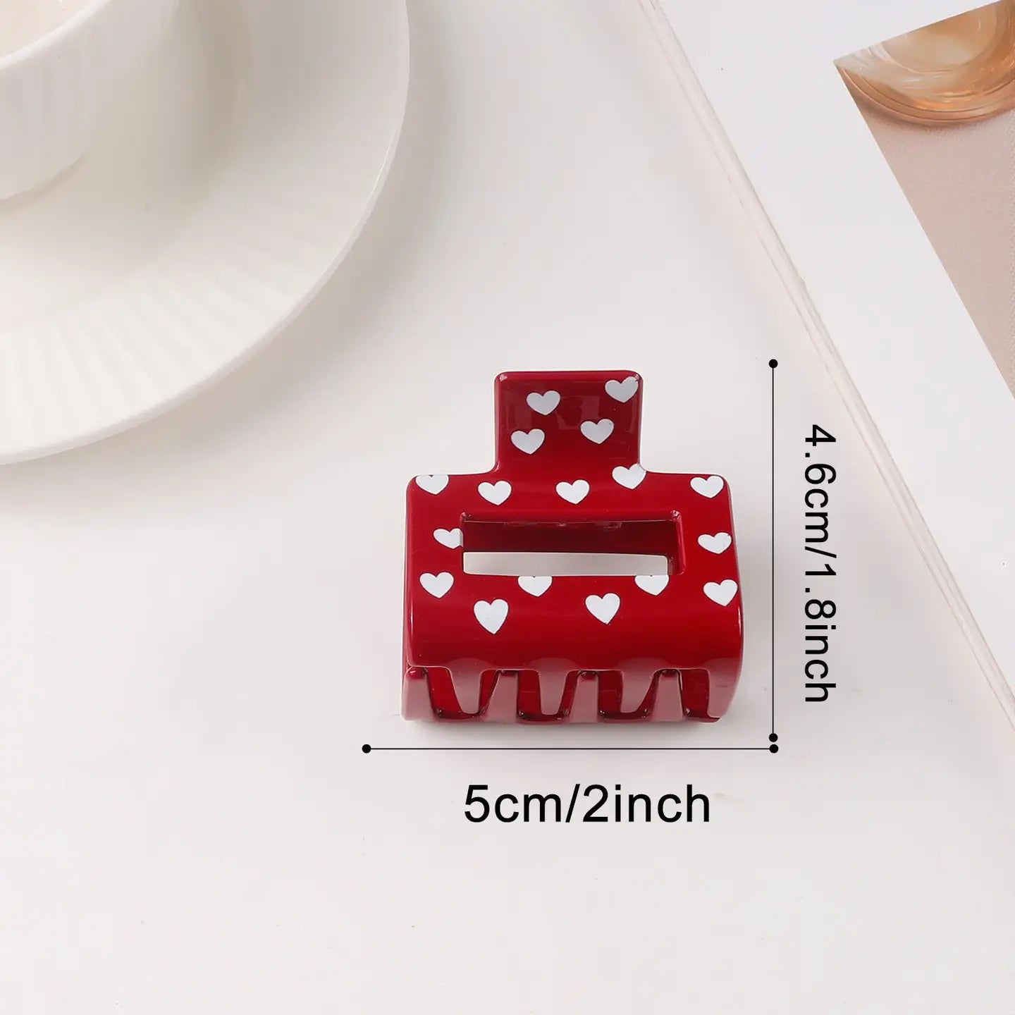 Valentine Heart Print Shark Hair Claw Clip For Women