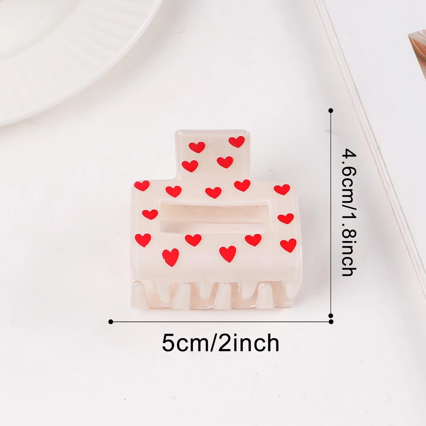 Valentine Heart Print Shark Hair Claw Clip For Women