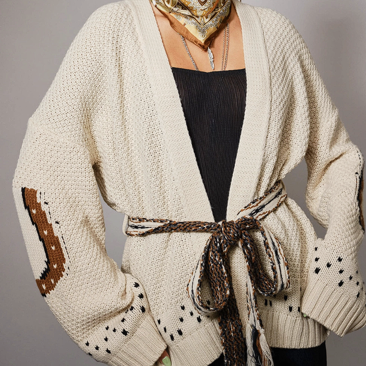 Western Horse Belted Sweater