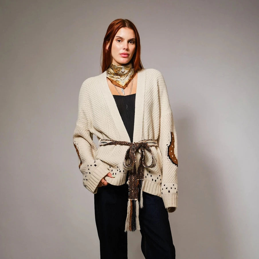 Western Horse Belted Sweater