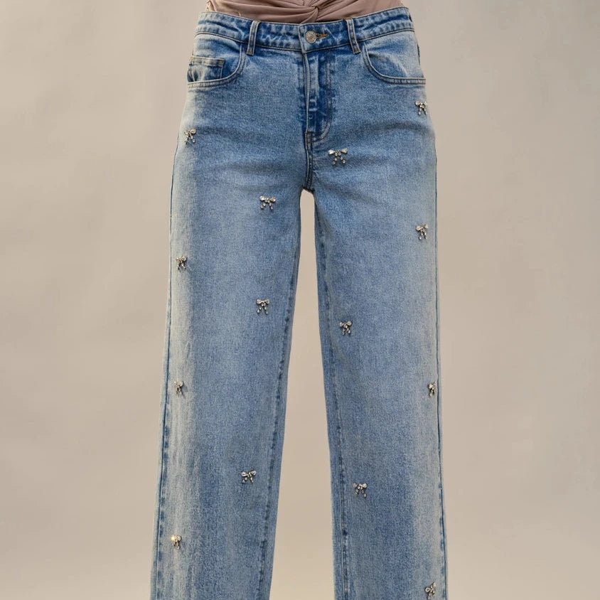 Bow Straight Leg Jeans