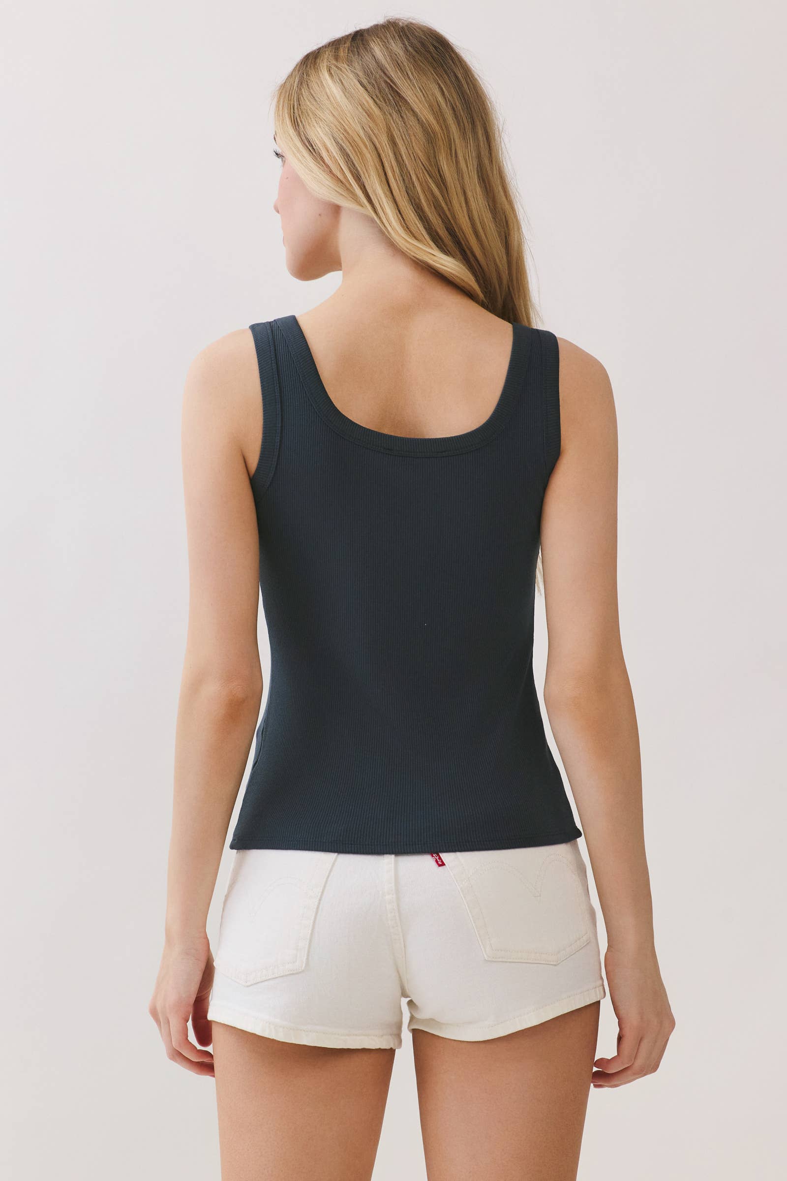 SCOOP NECK RIBBED SLEEVELESS TANK TOP