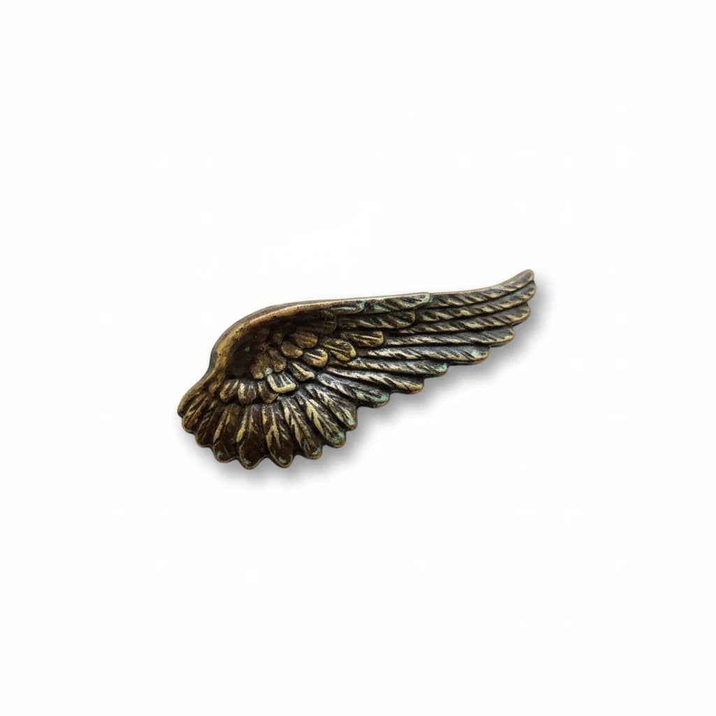 Aged Brass Patina Feather Wing Hat Pin