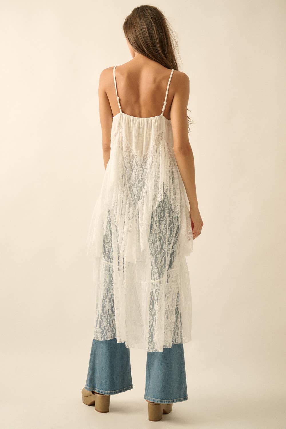 Sheer Lace Flyaway Maxi Cami Top