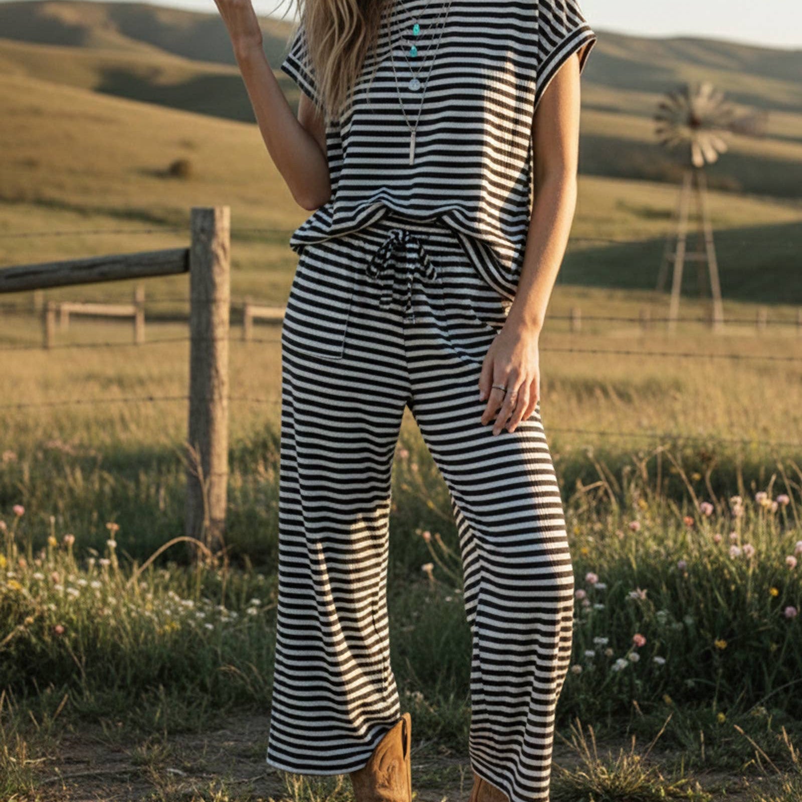 Striped Rib Lounge Set
