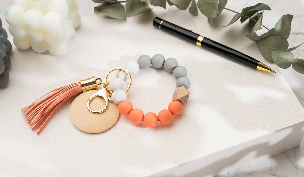 Keychain With Wristlet Bangle Bracelet, Keyring Bangle