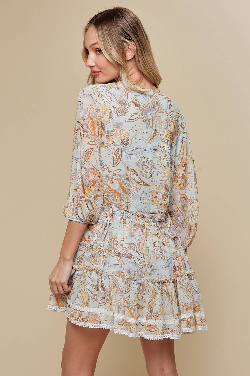 Western Style Paisley Floral Tier Dress