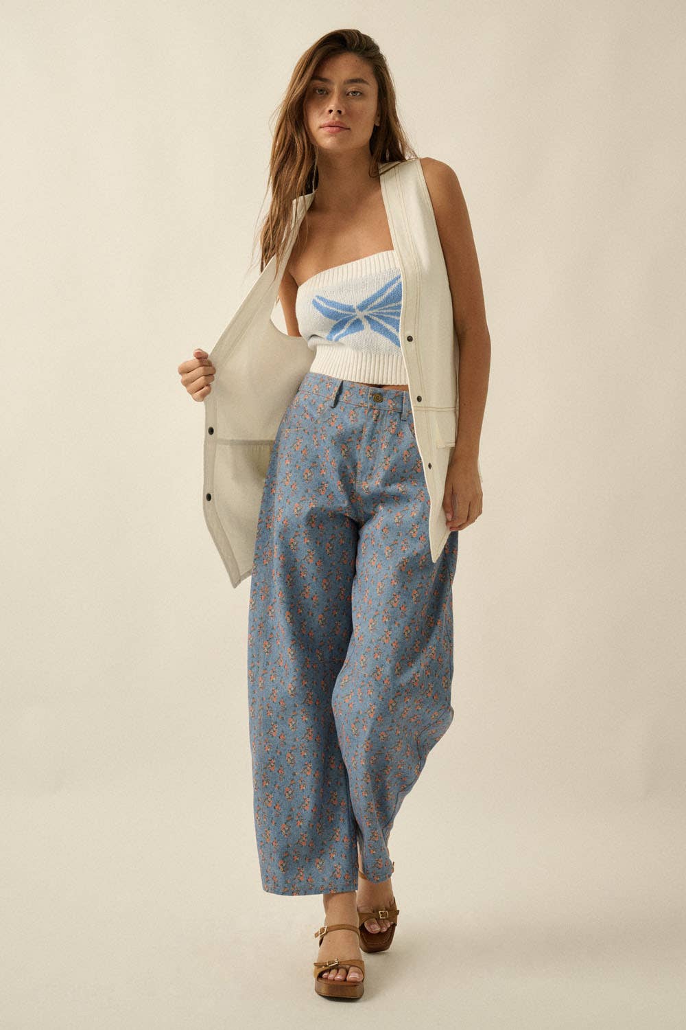 Denim Snap-Front Vest