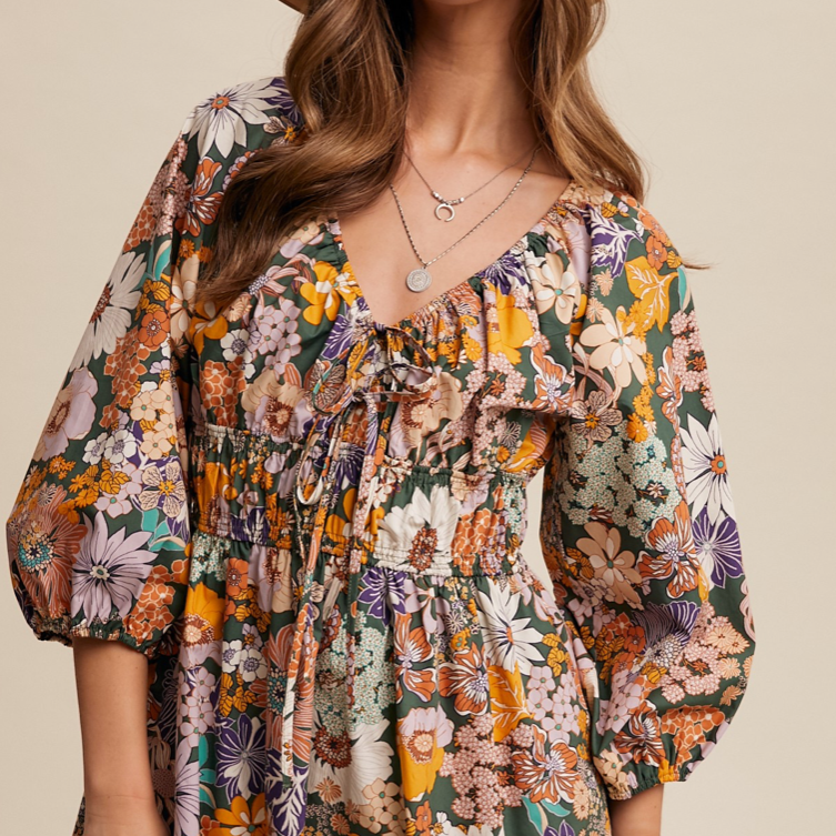 Secret Garden Puff Sleeve Dress