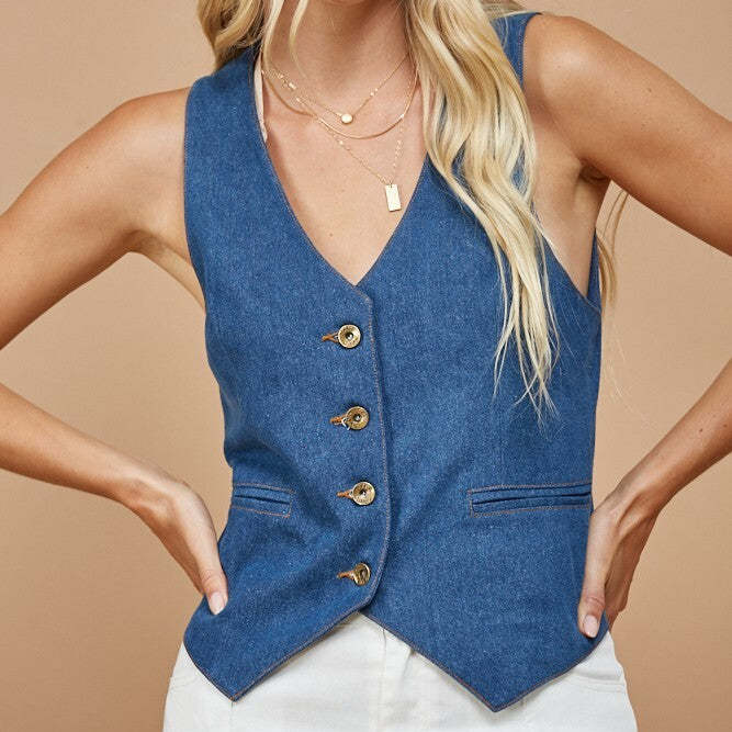Ocean Mist Denim Vest