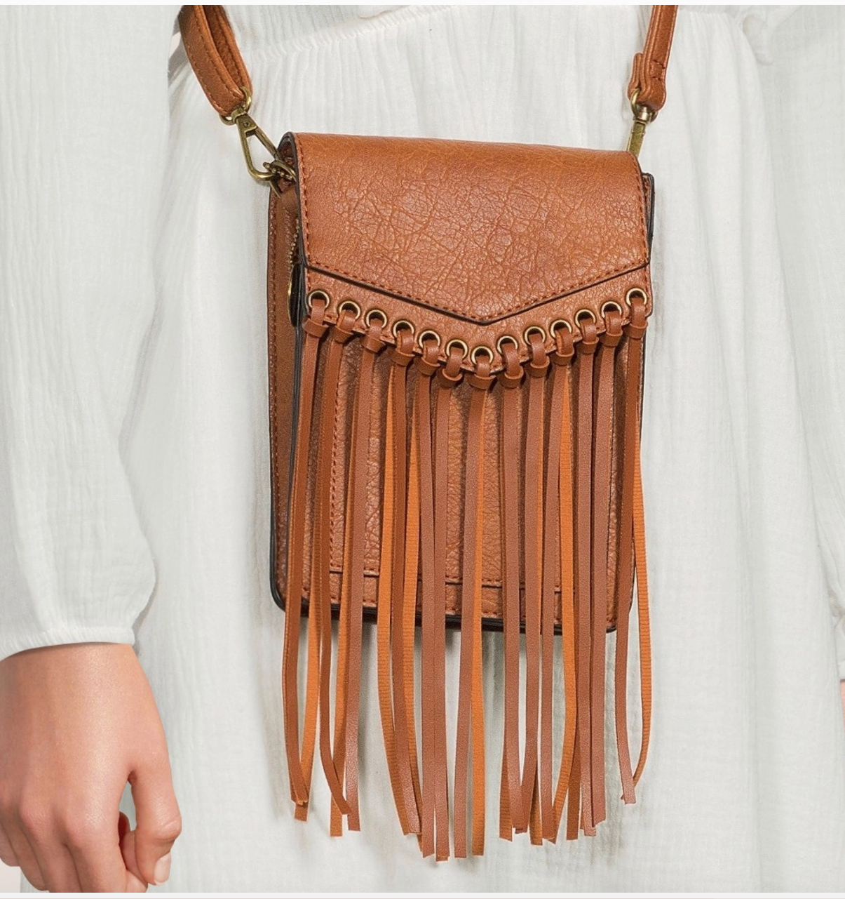 Scarlet Fringe Phonecase Crossbody Bag