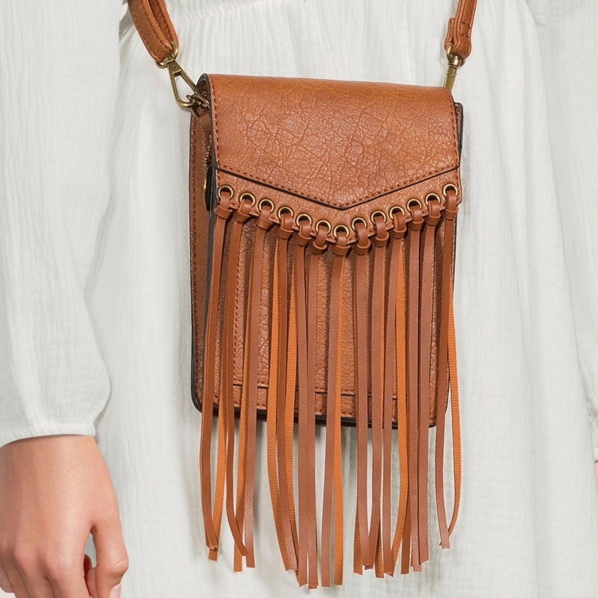 Scarlet Fringe Phonecase Crossbody Bag