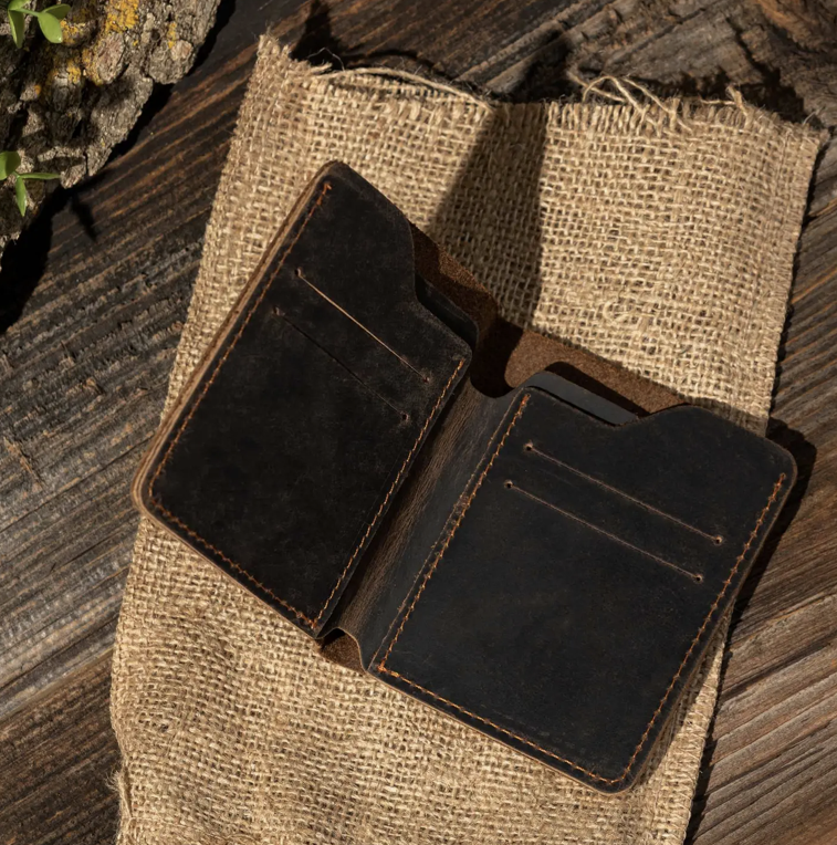 Rustic Brown Leather Bifold