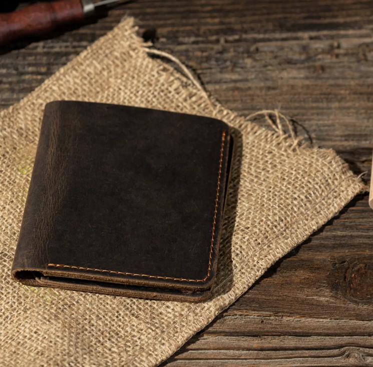 Rustic Brown Leather Bifold