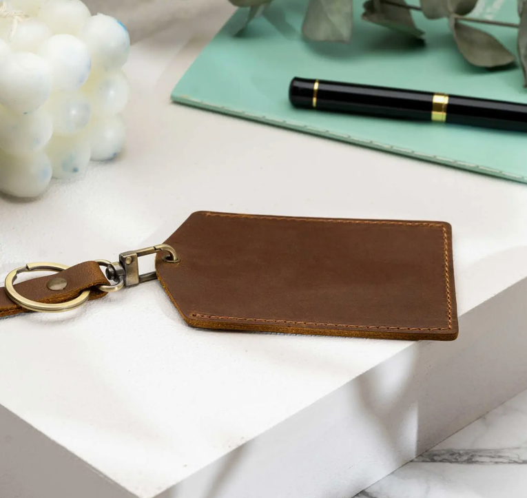 Timeless Traveler: Genuine Leather Luggage Tag