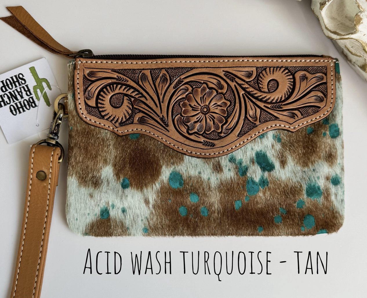 Western Hairon Cowhide Wristlet Purse Bag