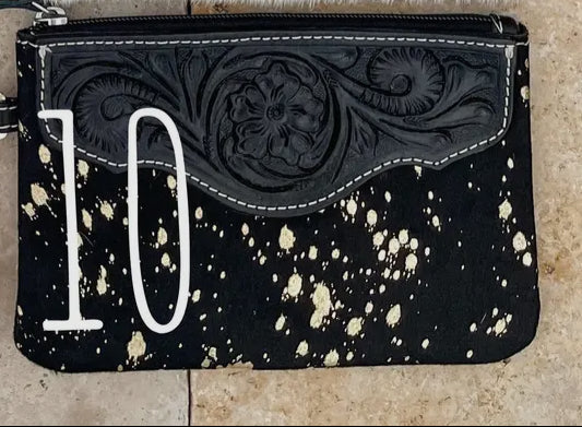 Western Hairon Cowhide Wristlet Purse Bag