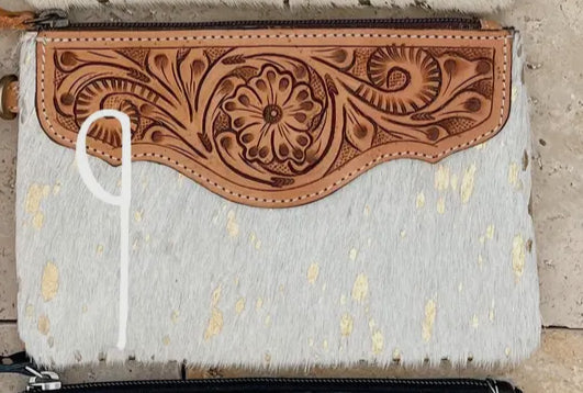 Western Hairon Cowhide Wristlet Purse Bag