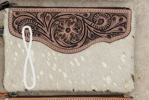 Western Hairon Cowhide Wristlet Purse Bag