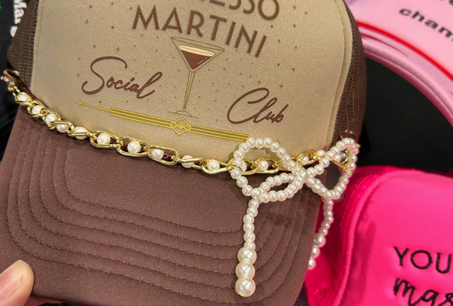 Pearl Bow Trucker Hat Chain