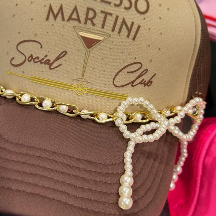 Pearl Bow Trucker Hat Chain