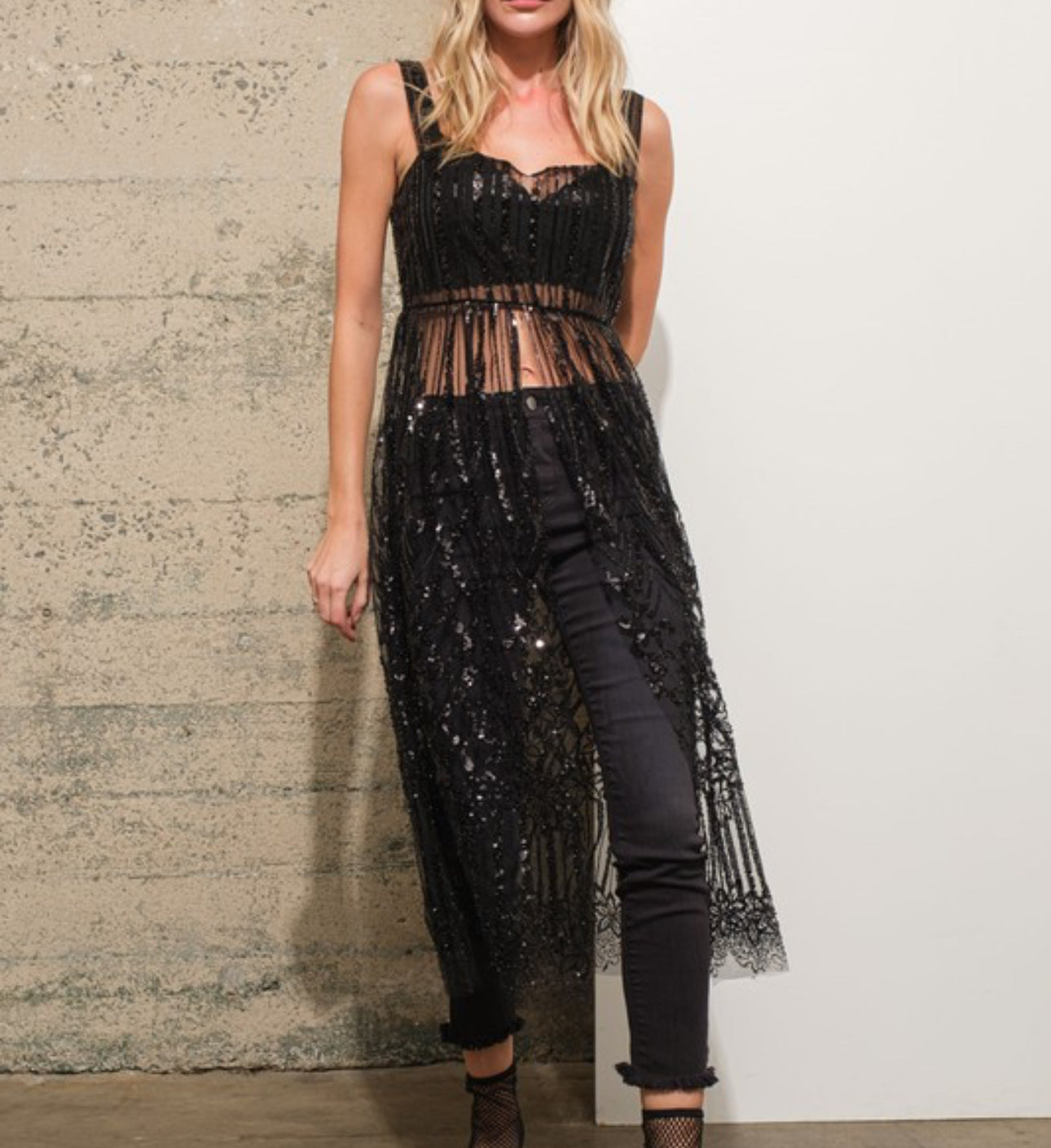 Night Sky Sparkle Sheer Cover Up Slit