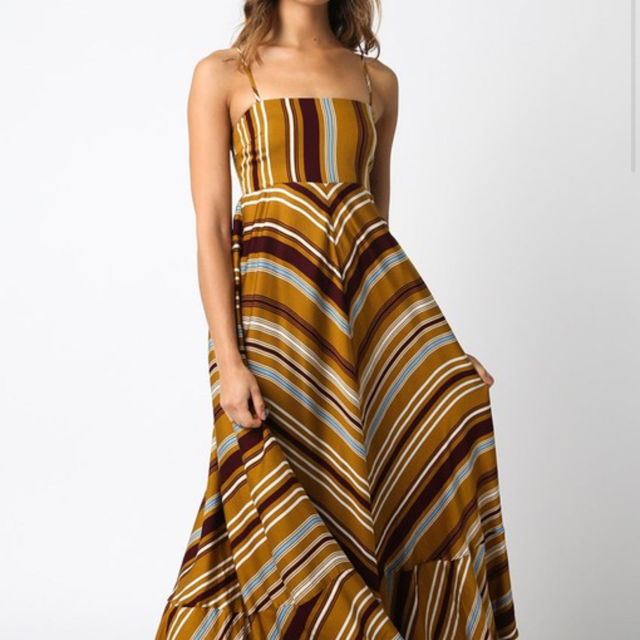 Autumn Sunset Maxi Dress in Mustard Wine