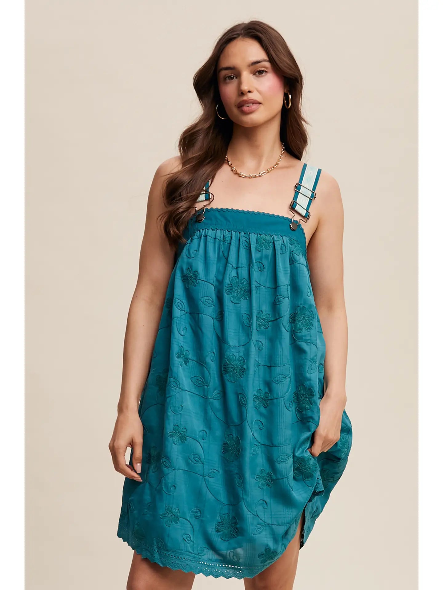Romantic Embroidered Overall Dress