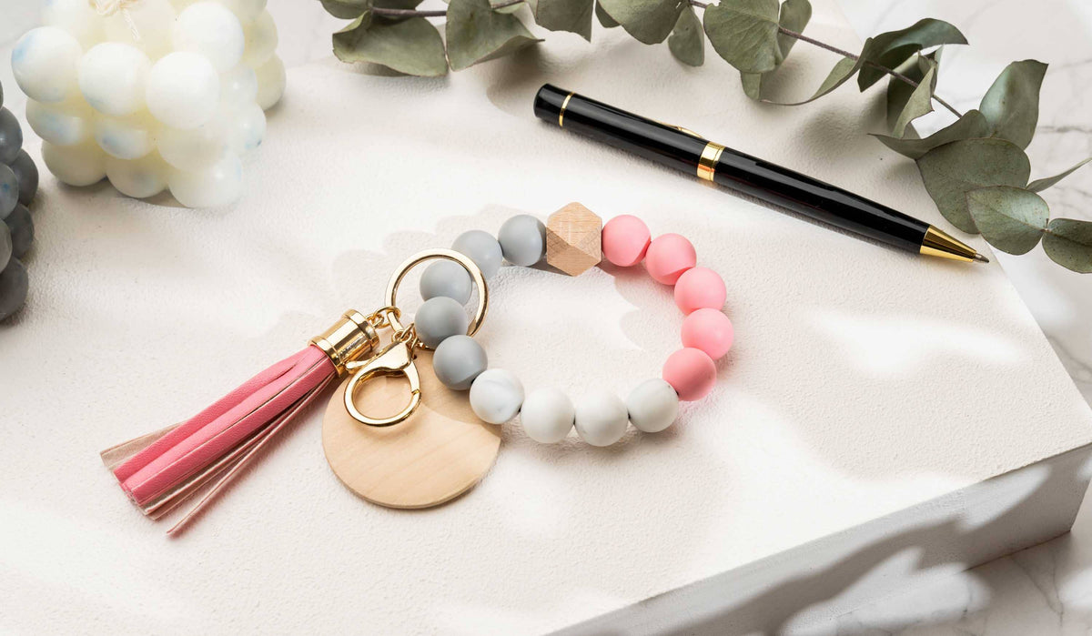 Keychain With Wristlet Bangle Bracelet, Keyring Bangle