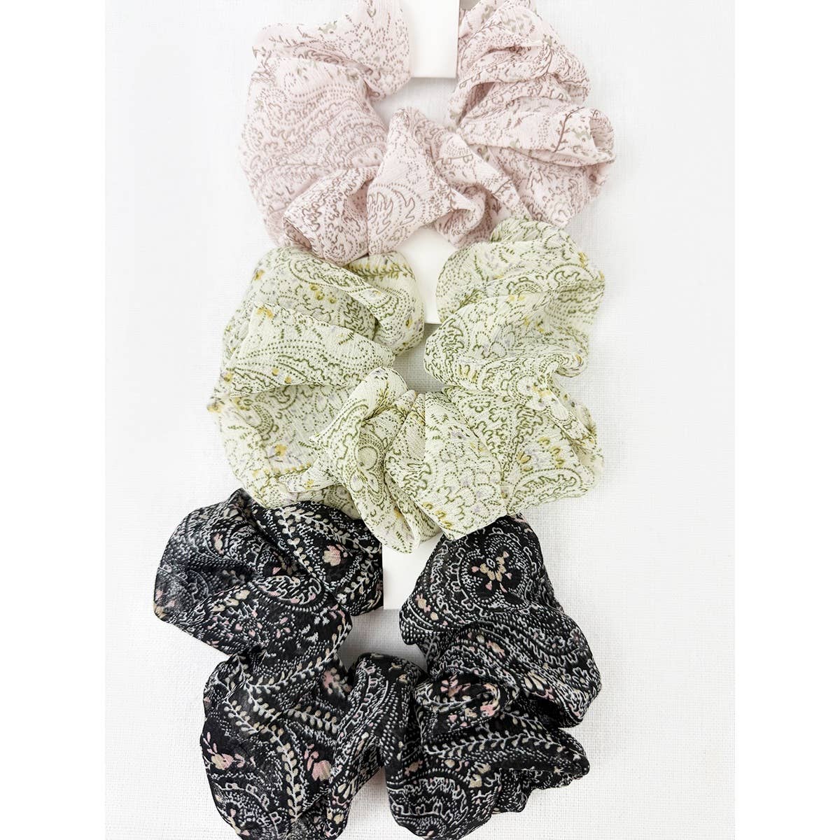 Elegant Paisley Soft Tone Chiffon Scrunchies