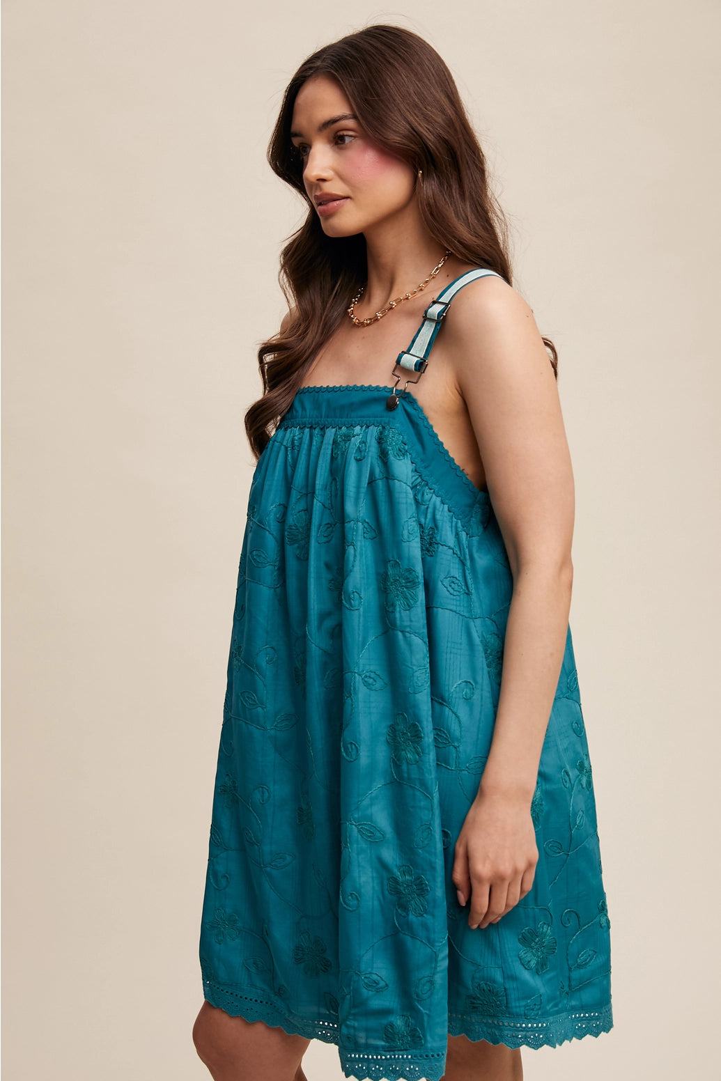 Romantic Embroidered Overall Dress