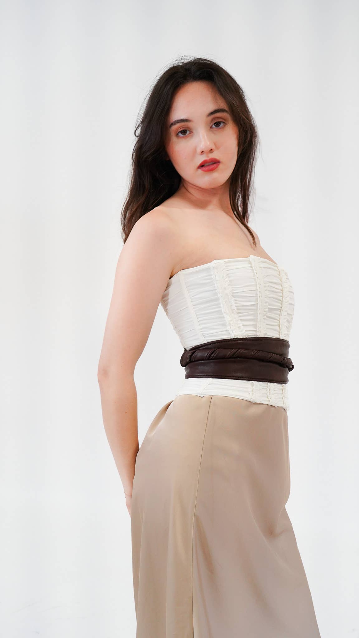 Obi Wrap Genuine Leather Belt｜Wide Tie-On Waist Cincher