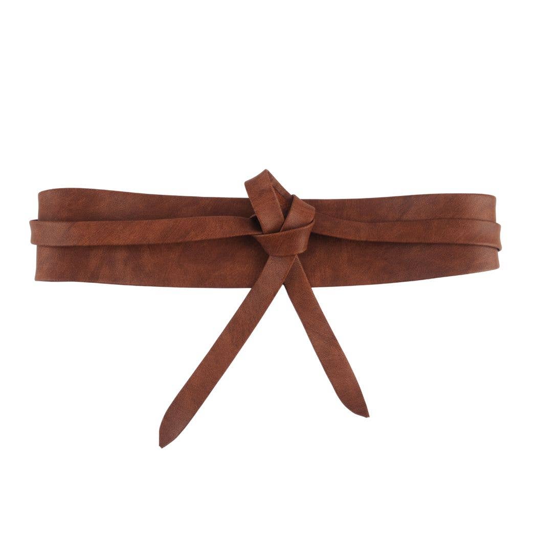 Obi Wrap Genuine Leather Belt｜Wide Tie-On Waist Cincher