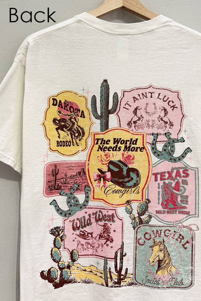 More Cowgirls Front + Back Printed Cream Western T-Shirt
