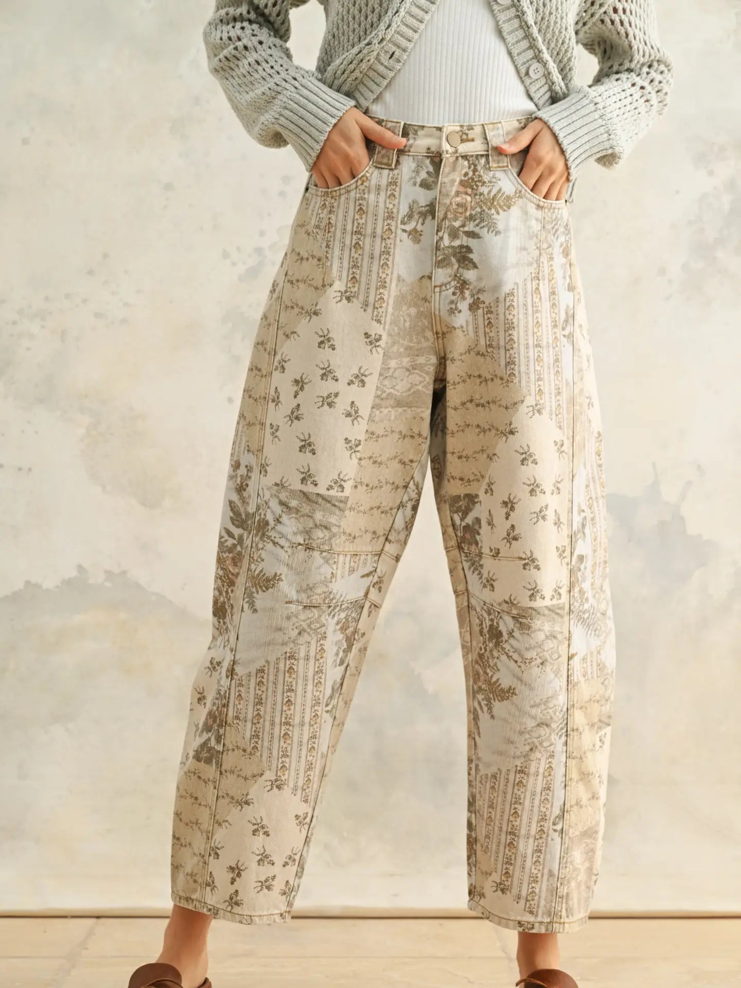 Printed Barrel Pants