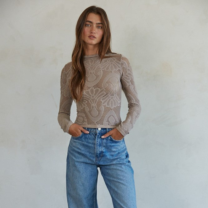 Jacquard Fishnet Layering Top