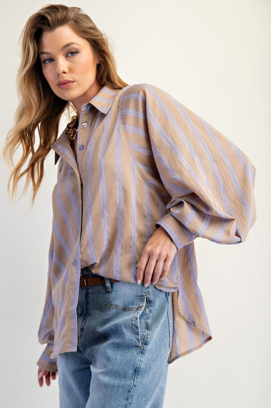 Yarn Dye Stripe Button Down Shirt