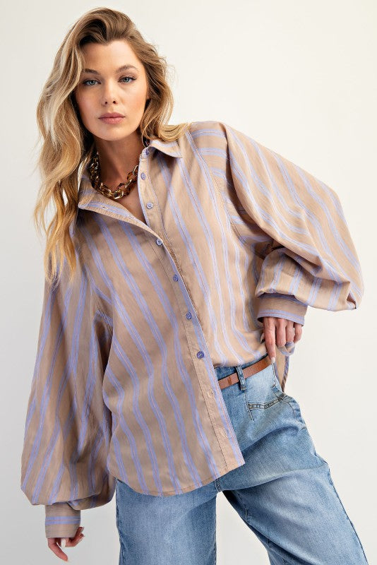 Yarn Dye Stripe Button Down Shirt